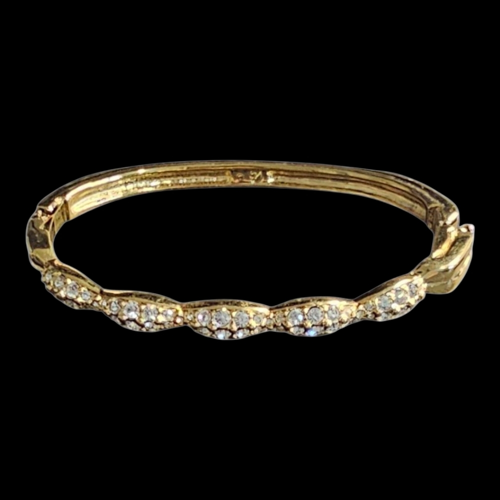 Swarovski Gold-Tone Hinged  Bracelet with Crystal Accents - Picture 3 of 9
